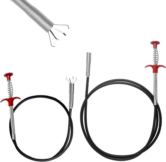 SnelShoppen - Pack van 2 Flexibele Pliers voor Klemmen 90 cm 200 cm RVS Spiral Afvoer Pliers Pijpklem Geschikt voor Afvoerput Zwart