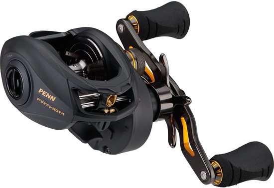 SnelShoppen - PENN Fathom Low Profile Reel - Zoutwater Jigging Reel - Kunstaas Vissen - 8.8 oz - Zwart Goud - Perfect voor Sportvissen