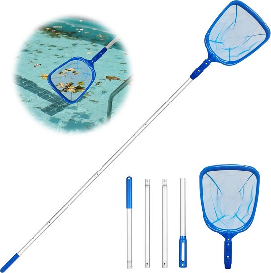 SnelShoppen - Pool Landing Net 185 cm met Telescopische Handgreep, Fijnmazig Net voor Bladeren en Insecten, Ideaal voor Schoonmaken van Zwembad, Spa,