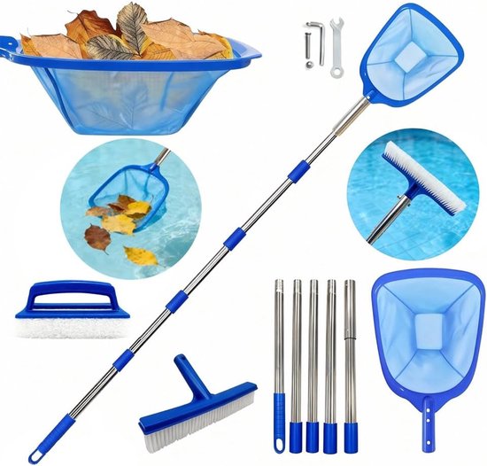 SnelShoppen - Pool Landing Net met Uitschuifbare Steel 218 cm - Perfect voor Whirlpool, Vijver, Zwembad, Algen Verwijderaar, Schoonmaakset voor Spa en