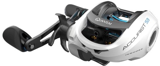 SnelShoppen - Quantum Accurist Inshore Baitcast Vismolen 100 - Rechterhand Ophalen - 7.0:1 Overbrengingsverhouding - Wit - Voor Zoet- en Zoutwater Vis
