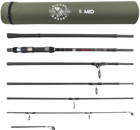 SnelShoppen - RIGGED EN KLAAR Mid Big Fish Hi-Carbon Reishengel 320 cm (10,5') & 270 cm (8,85') - Krachtige Roofdier, Karper, Zee & Zoetwatervissen me