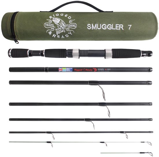 SnelShoppen - Rigged & Ready™ Smuggler 7, 7-delige visuitrusting, reis-hengel 260 cm & 235 cm, nano-carbon materiaal, onbreekbare punt, complete reiss