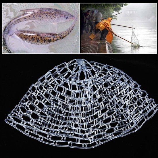 SnelShoppen - Rubber Vissersnet 100cm - Lichtgewicht Outdoor Vliegvissen Landing Net met Duidelijk Rubber Vervangnet - Ideaal voor Sportvissen en Buit