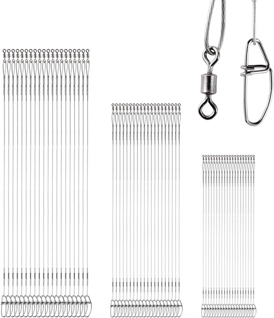 SnelShoppen - Rvs Vissersleiders Zoetwater Zoutwater Rigging Visleiders Draad Leiding Wit Nikkel 60 Stuks 15cm 20cm