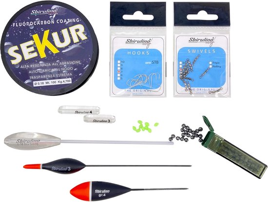 SnelShoppen - Sbirulino Set voor Vissen op Forel, Tremarella Model Novis, Compleet met Bombard, Dobbers, Draad, Forelbril, Drievoudige Haak, Lood, Sto