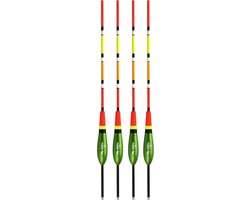 SnelShoppen - Set van 4 allround visfloats met goed zichtbare multicolor antenne, perfecte dobbers voor vissen in zoetwater, veelzijdig voor meren en