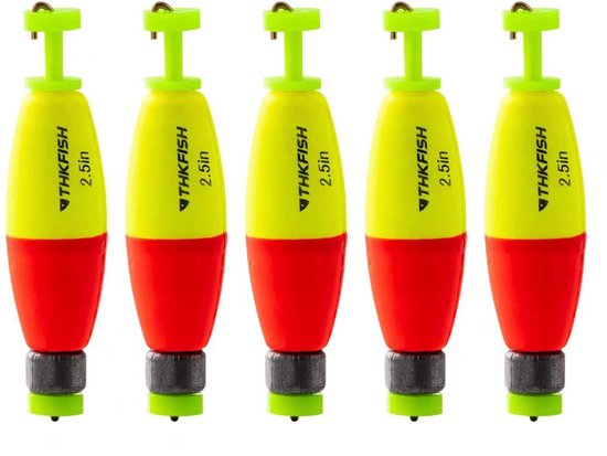 SnelShoppen - Set van 5 dobbers voor crappie visserij, EVA-schuim, verzwaard, snag on cigar float, 3,8 cm, hengeldobbers, slip bobbers, visaccessoires