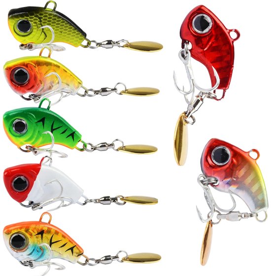 SnelShoppen - Set van 7 stuks visaas, kunstaas, wobbler, spinmad, jig, spinner, levensechte zwembait voor baars, snoek en snoekbaars - Perfect voor ro