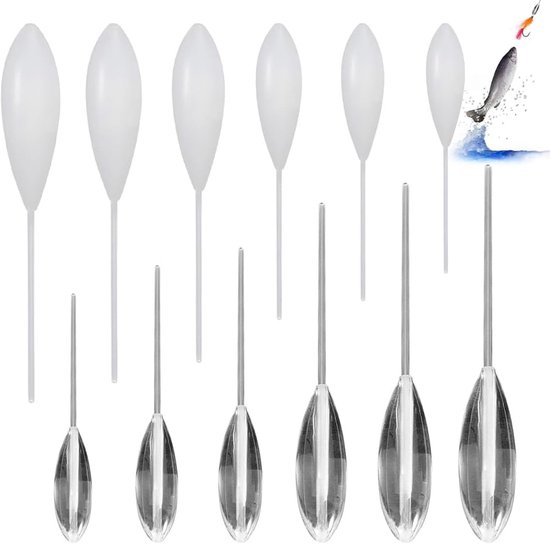 SnelShoppen - Spirolino Forel Set, 10 Stuks, 5 x Zinkend (Transparant), 5 x Drijvend (Wit) 8 g, 10 g, 15 g, 20 g, 30 g, 40 g, Hoogwaardige Visaccessoi