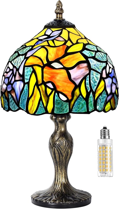 SnelShoppen - Stained Glass Lamp - Handgemaakte Tafellamp - Art Nouveau Design - Perfect voor Antiekliefhebbers en Kinderen - Ideaal voor Bureau, Nach
