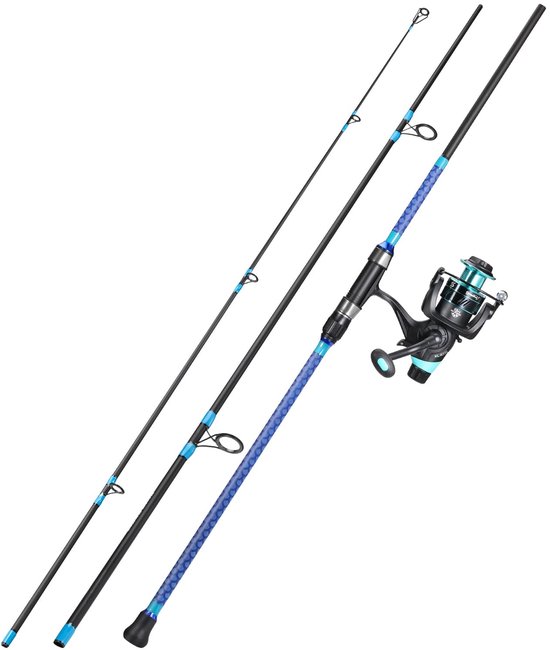 SnelShoppen - Surf Vissen Combo - 3-Sectie Travel Hengel met 4000 Karper Reel Set - Ideaal voor Zee en Strand Vissen - Perfecte Visgerei voor Avontuur