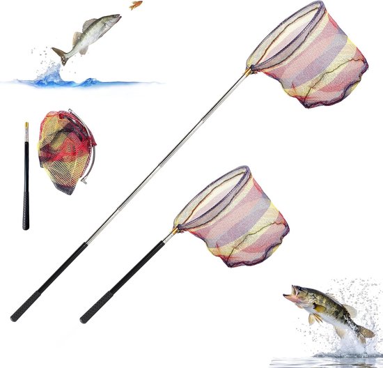 SnelShoppen - Telescopisch Landing Net voor Kinderen 41-150cm - Vissersnet, Vlindernet voor Strand, Tuin, Zwembad en Vijver - Staal en Nylon