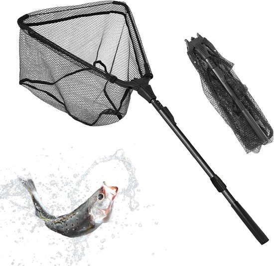 SnelShoppen - Telescopisch Opvouwbaar Schepnet voor Vissen - Karperschepnet voor Zalm, Meerval, Baars - Duurzaam Nylon, Waterafstotend - Ideaal voor A