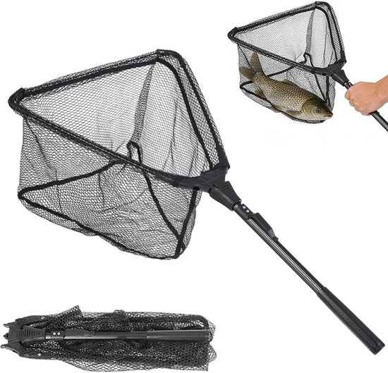 SnelShoppen - Telescopische Visschepnet 90 cm, Opvouwbaar Visschepnet, 2 Delen, Duurzaam Nylon en Aluminium, Ideaal voor Vijver en Poel Visserij