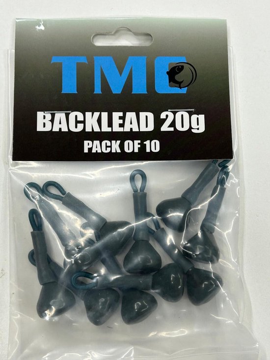 SnelShoppen - TMC Pack van 10 x 20 Gram Gecoate Rug Gewichten met Secure Clip voor Karper, Snoek en Vissen - Ideaal voor Sportvissen en Recreatief Vis