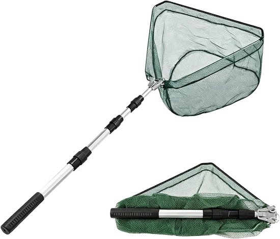 SnelShoppen - Uitschuifbaar Schepnet - Telescopisch Visnet - Inklapbaar Landingsnet 130 cm - Robuust Aluminium en Nylon - Perfect voor Forel, Vijver,