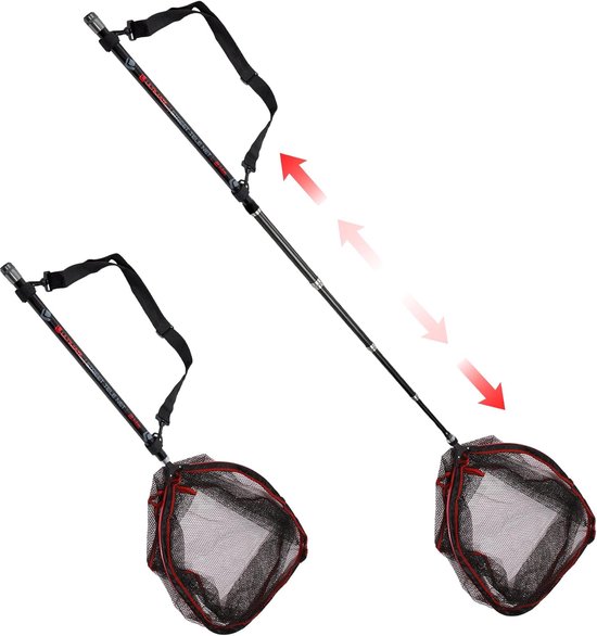 SnelShoppen - Ultimate Streetfishing Landingsnet 40x50cm + Telescopische Steel 2.40m - Lichtgewicht Schepnet voor Mobiele Straatvisser