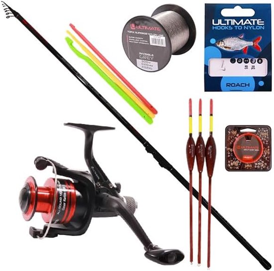 SnelShoppen - Ultimate Supreme Bolognese Set 7m - Complete Witvis Set met Hengel, Spinning Reel, Nylon, Vlotters en Haken voor de Perfecte Viservaring