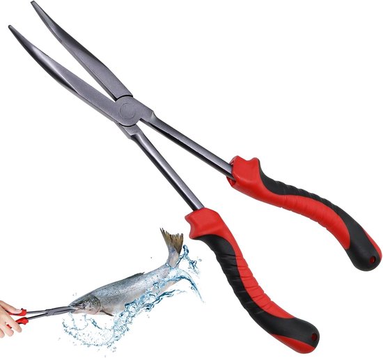SnelShoppen - Vis Pliers, Gebogen Vis Pliers, Haak Verwijderaar, 27.8 cm, Haak Openaar, Lange Bereik Visgerei, Carbon Staal, Visaccessoires voor het L