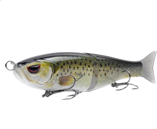 SnelShoppen - Visaas Wobbler Snoek - Levensecht Kunstaas voor Snoekbaars, Baars, Forel - Bionisch 3D Ontwerp met Holografische Ogen - Flexibele S-Vorm