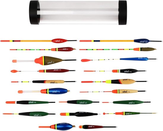 SnelShoppen - Visfloat Set voor Alle Vismethodes, 20 Flexibele Drijvers, Waggler voor Vijver met Beschermtube