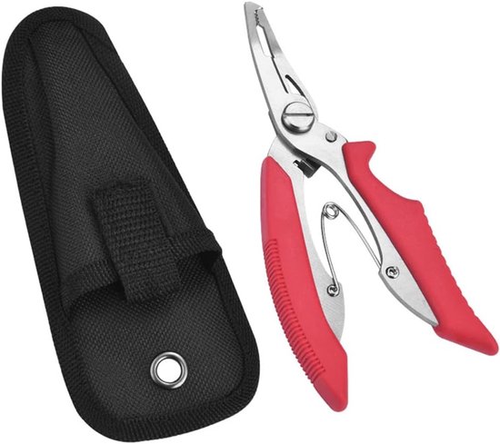 SnelShoppen - Visgereedschap Manta Tang, RVS Locking Tang voor Vissen, Zoutwaterbestendige Haakverwijderaar, Split Ring Gereedschap, Rode Pliers voor