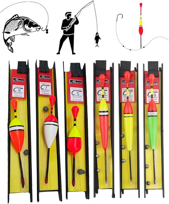 SnelShoppen - Vissersmok Set - 6 Stuks Vissersmokken met Dobbers, Lood, Vissnoer en Haak (5#, 7#, 9#) voor Karper, Forel, Aal, Zander - Ideaal voor Me