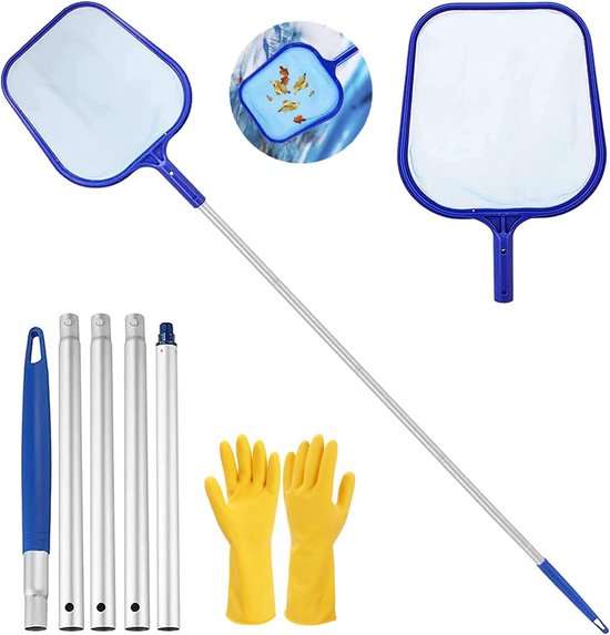 SnelShoppen - Voarge Landing Net voor Zwembad - Aluminium Telescopische Stok 122 cm - Viskorf met Fijn Gaas voor Ponds en Zwembaden - Ideaal voor Alge