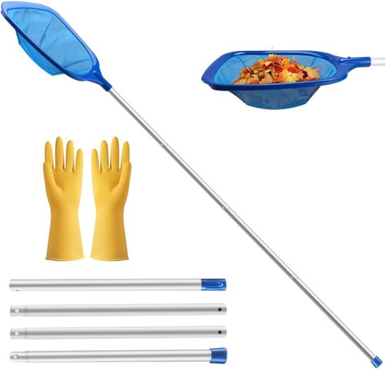 SnelShoppen - Voarge Pool Skimmer Net - Fijn Gaas Net voor Bladeren, Teleksopische Steel, Ideaal voor Zwembad, Spa, Vijver en Thermale Bronnen