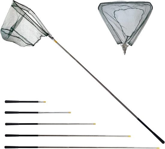 SnelShoppen - Vouwbare Vis Schepnet met Telescopische Handgreep 190 cm - Aluminium Legering - 4 Delen - Uitbreidbaar van 90 tot 162 cm - Voor Karper,