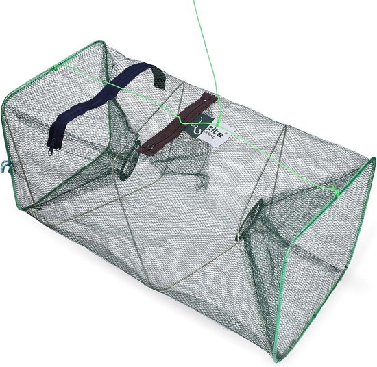 SnelShoppen - Vouwbare Zite Aalreuse Visnet met Voederzak, 55 x 25 cm, Vierkant, Ideaal voor Bait Fishing, Robuust, Fijn Gaas, Perfect voor Hengelspor