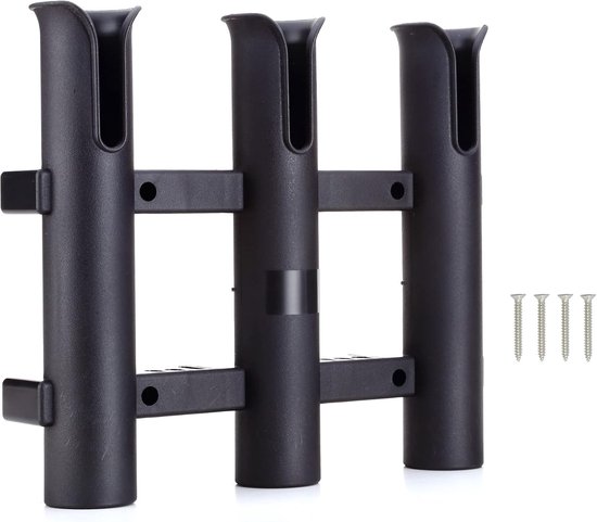 SnelShoppen - Wandmontage Hengel Houders Buizen Links Hengel Houder Rack Resten (3-pole-zwart) voor Visserij, Outdoor, Tuin, Sport, Stijlvol en Prakti