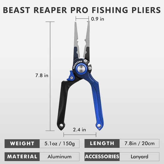 SnelShoppen - Zoutwater Vistang met Mo-V Blad Snijder - Corrosiebestendig Teflon Gecoat Multifunctioneel Visgereedschap - Split Ring Tang Lijn Snijder