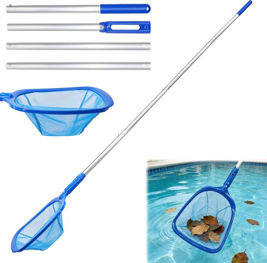 SnelShoppen - Zwembadschepnet 186 cm met telescoopstang, fijnmazig schepnet voor zwembad en tuinvijver, ideaal voor bladeren en insecten, duurzaam en