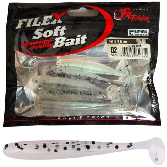 Softbait 'FELIX' 02 - 5 stuks - 9.0cm - Shad/Soft Bait - Kunstaas Shads voor Roofvissen van Merkloos