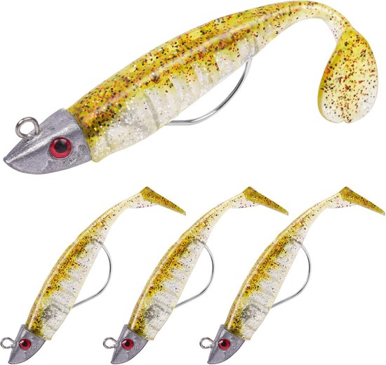 Softbaits geschikt voor soorten zoals zeebaars, elft, snoek en forel; kunstaas ontworpen voor roofvis (waaronder siliconen imitaties van makreel).