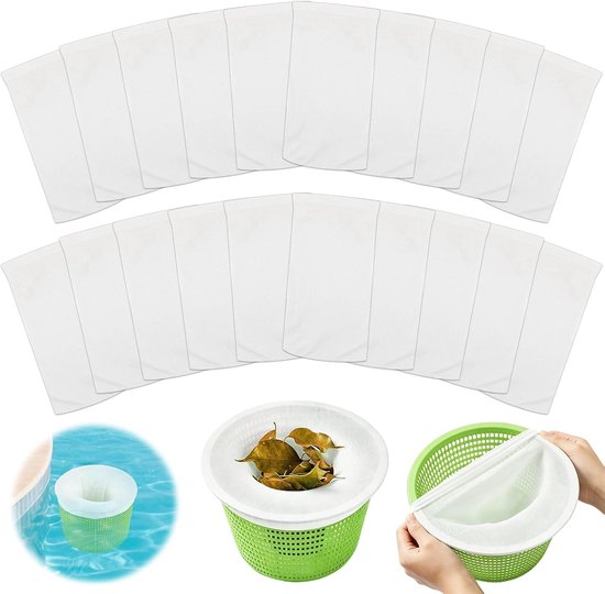 sokken, 20 stuks filtersokken, skimmer-filternet, skimmersokken voor zwembad, filtersokken, filtersokken, skimmerkorf, skimmernetten, filternet, zwembadsokken