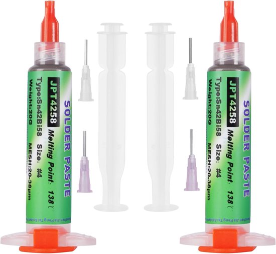 Solderpasta zonder Lood, Sn42 Bi58 Spraypasta, 20 g, Loodvrije Solderingsvloeistof voor BGA SMT LED SMD, Lage Temperatuur 138 °C, Tinpasta voor Precisiewerk