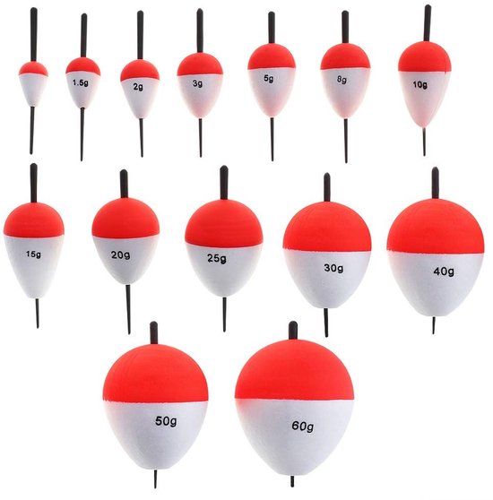 Solidchoice - 14 Stuks Hard Schuim Vissers Float Set met Rood en Wit Bobbers