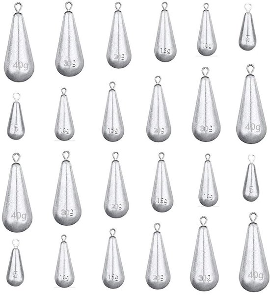 Solidchoice - 30 Stuks Visgewichten Loodvissen - Druppelvorm voor Zoet- en Zeevissen