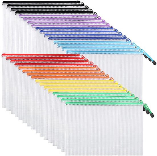 Solidchoice - 32 Stuks Mesh Zipper Pouches - Organisatieoplossingen voor Kantoor en Hobby