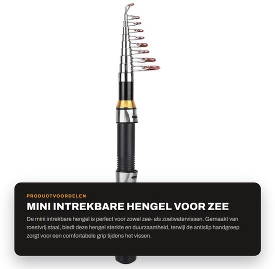 Solidchoice- Hengel Intrekbaar 2.1m - Roestvrij Staal - Draagbaar - Antislip Handgreep - Voor Zee/Zoutwater en Zoetwater Vissen - Stevig en Duurzaam - Visstok