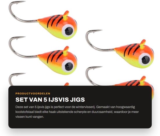 Solidchoice- Ijsvissen Jigs - 5 Stuks - Koolstofstaal - Duurzaam - Levensecht - Continue Scherpte - Viskunstaas