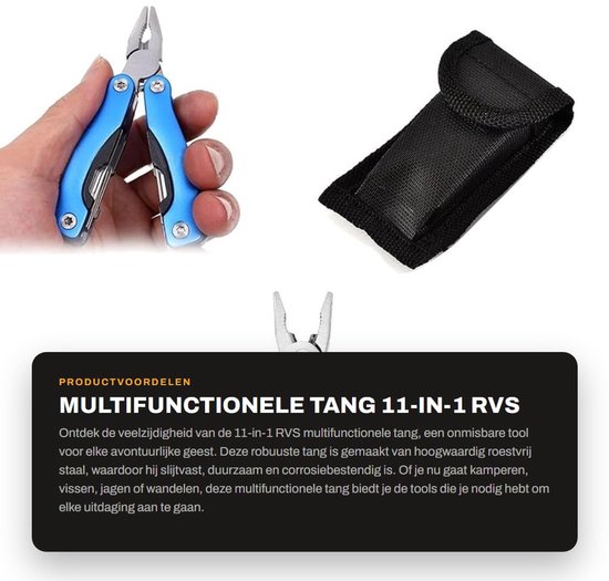Solidchoice- Multitool 11-in-1 - Roestvrij Stalen Tang - Multifunctioneel Zakmes - Inclusief Oxford Tas - Geschikt voor Kamperen - Duurzaam en Corrosiebestendig - Multifunctionele Tang