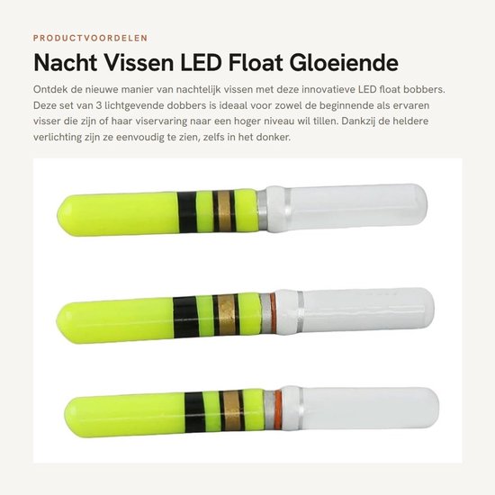 Solidchoice - Nacht Vissen - LED Float - Gloeiende Bobbers - Groente - Lichtgevende Float - Gereedschap voor Nachtvissen - 3 Stuks