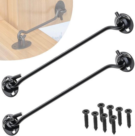Solidchoice - RVS Zwart Cabin Hook Latch en Eye Hook voor Tuindeuren 2-Pack