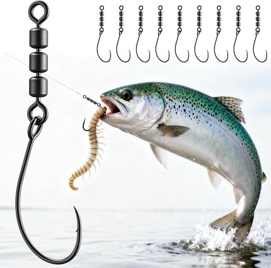 Solidchoice - Set van 10 Carbon Staal Forel Haken voor Vissen