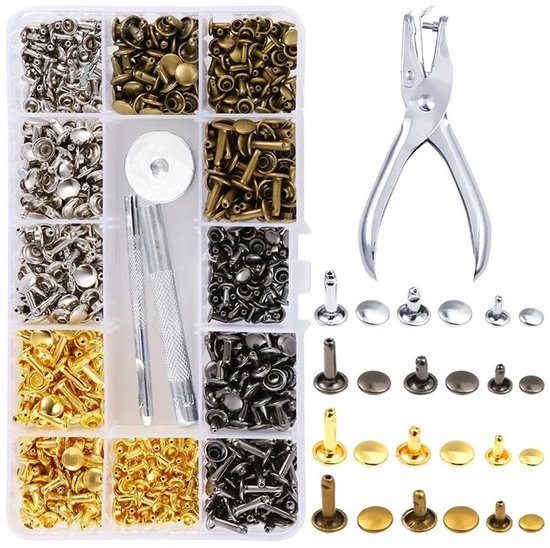 Solidchoice - Set van 180 Leder Rivets met Pliers voor DIY Creaties