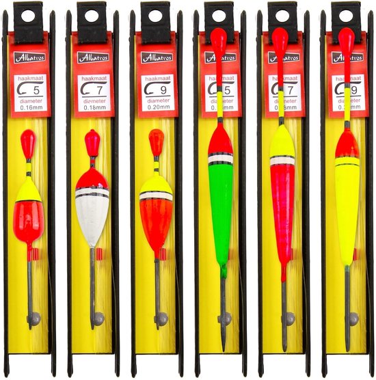 Solidchoice - Set van 6 Drijvende Vissersfloat met Lood en Haak
